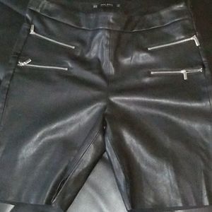 Zara Basic Collection Black Faux Leather shorts